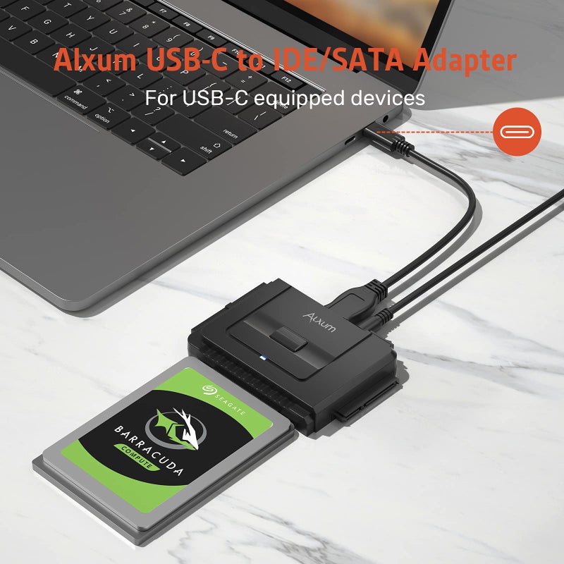 Alxum USB 3.0 to IDE SATA Converter, for Universal 2.5 & 3.5 inches SATA HDD SDD & IDE HDD Drives, Hard Drive Adapter with 12V 2A Power Adapter and USB 3.0 Cable (Type C) - Image 4